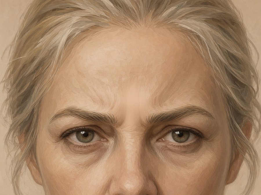 Illustration après, vers J15 : plis verticaux de la ride du lion adoucies, expression conservée, femme, 50-55 ans (même illustration retouchée)